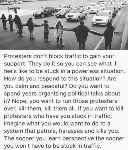protesters dont block traffic to gain support
